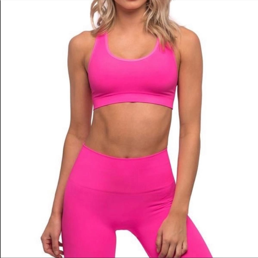 TLA morgan stewart sport Touché LA pop star pink neon seamless sports bra - Picture 8 of 12
